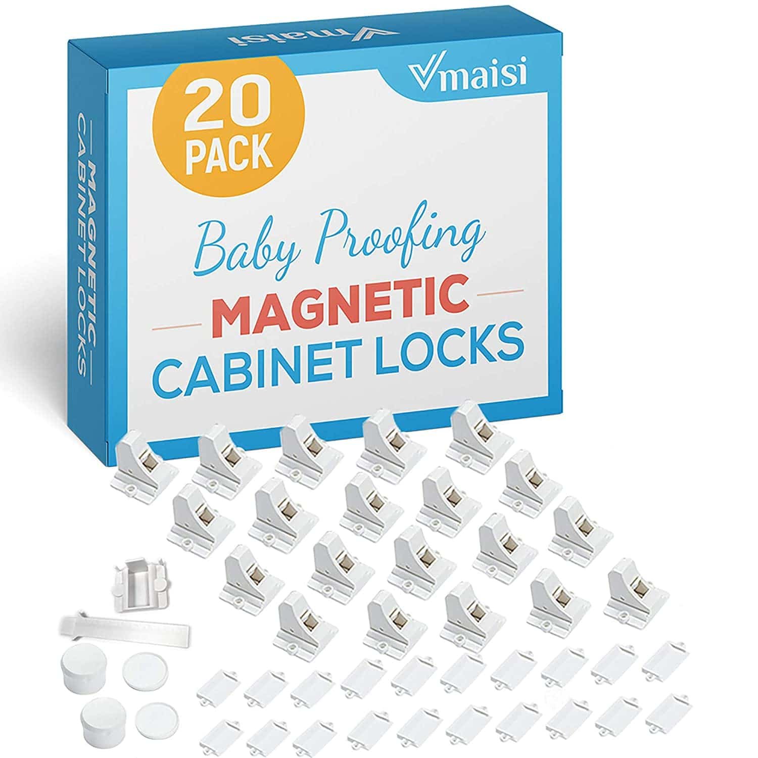 Vmaisi 20 Pack Magnetic Cabinet Locks
