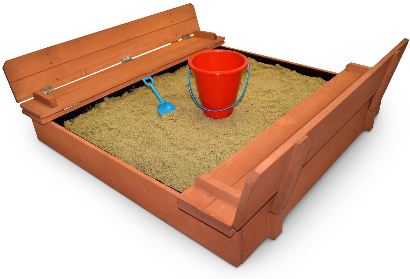10. Back Bay Play Kids Wood Sandbox with Cover 
